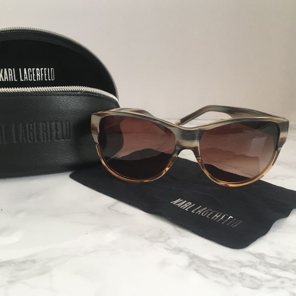 Karl Lagerfeld Accessories - Karl Lagerfeld striped tortoise finish sunglasses